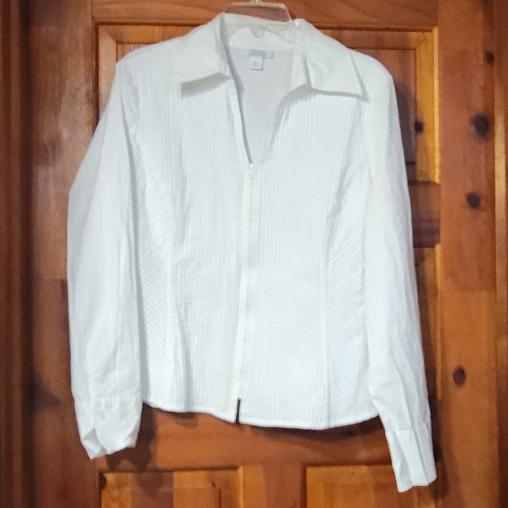 Dressbarn Collection Xl white zipper blouse vintage